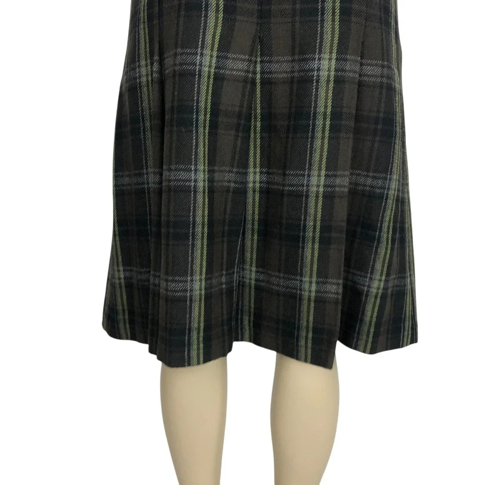 Ann Taylor LOFT Wool Blend Plaid Pleated‎ A-Line Skirt Size 6 Academia Preppy